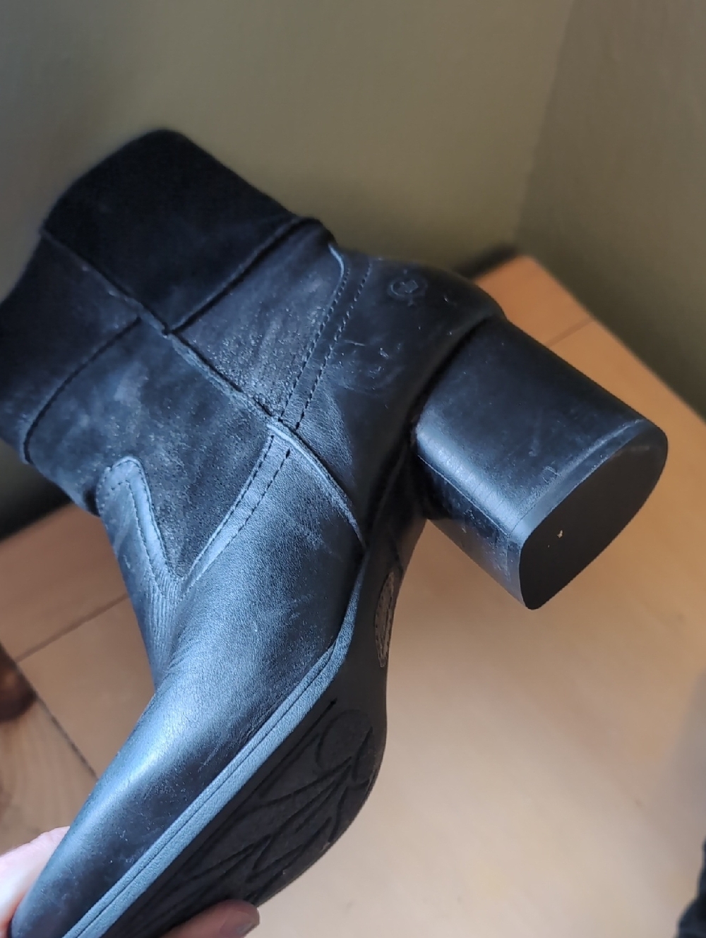 Born Black Leather & Suede Patchwork Upper Boots - Picture 9 of 9